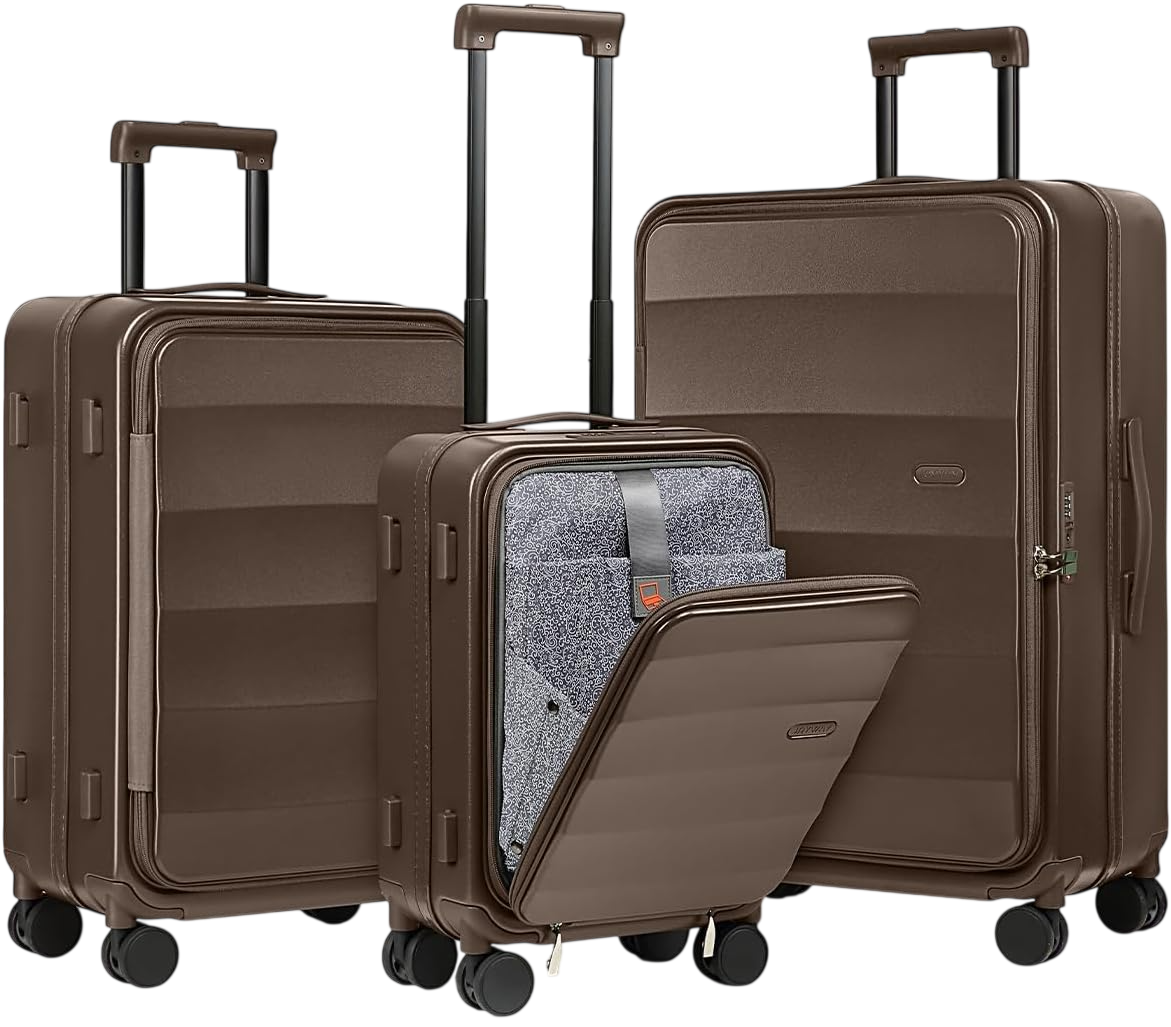 Set 3 Piece Top Opening Suitcase Set with Spinner Wheel and TSA Lock