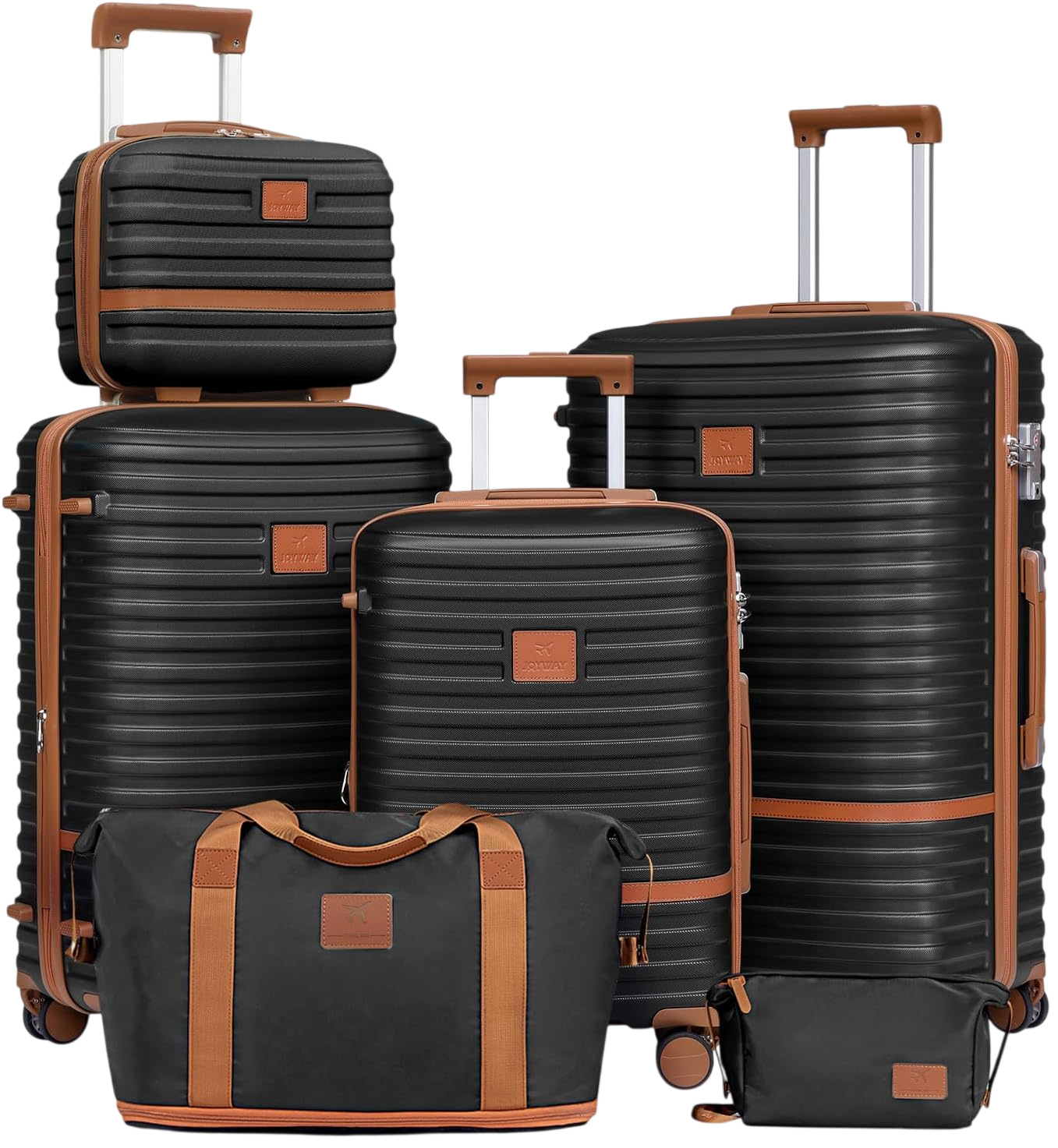 Luggage Set 3 Piece Suitcase Sets(Black brown) by Joyway