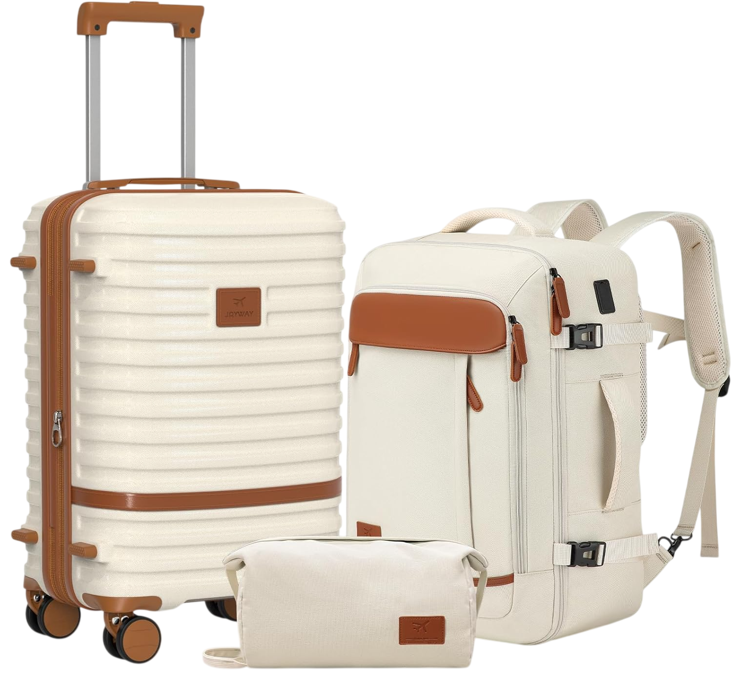 Expandable Carry on Luggage Sets Sets 3 Piece (White)
