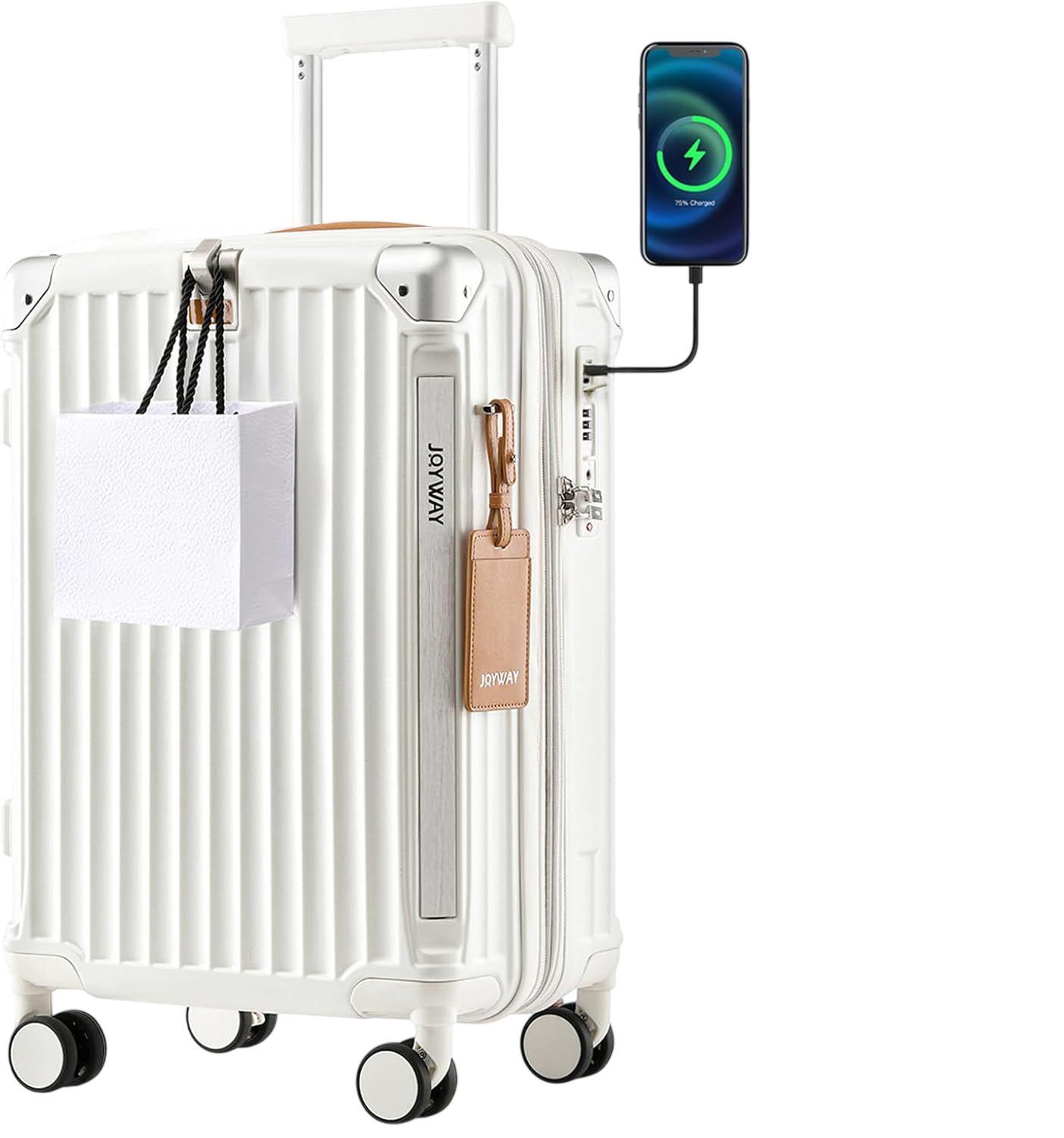 Joyway Expandable Suitcase with Smart Cup Holder and USB Port